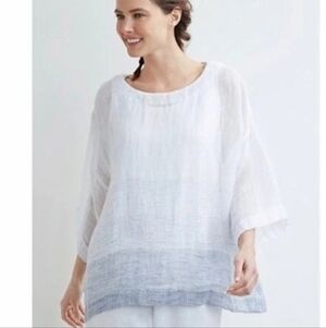 Ombré White/Grey Kimono Style Pure Jill Linen Top, XL